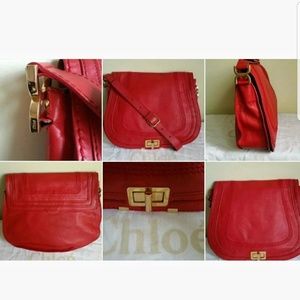 Authentic Chloe MARCIE Medium Red Crossbody Bag